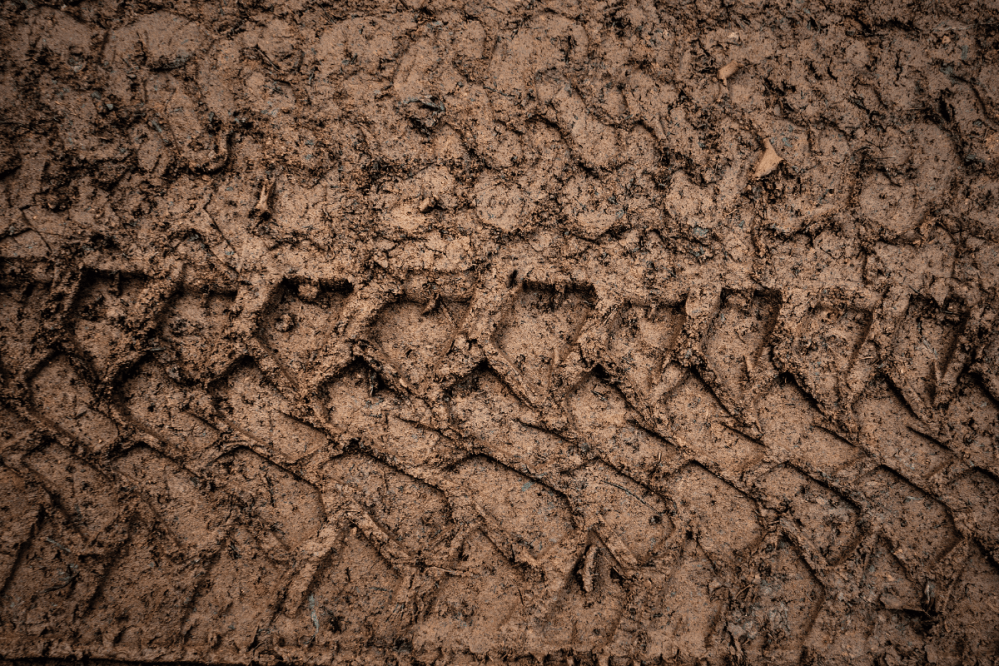 tire tracks in the mud